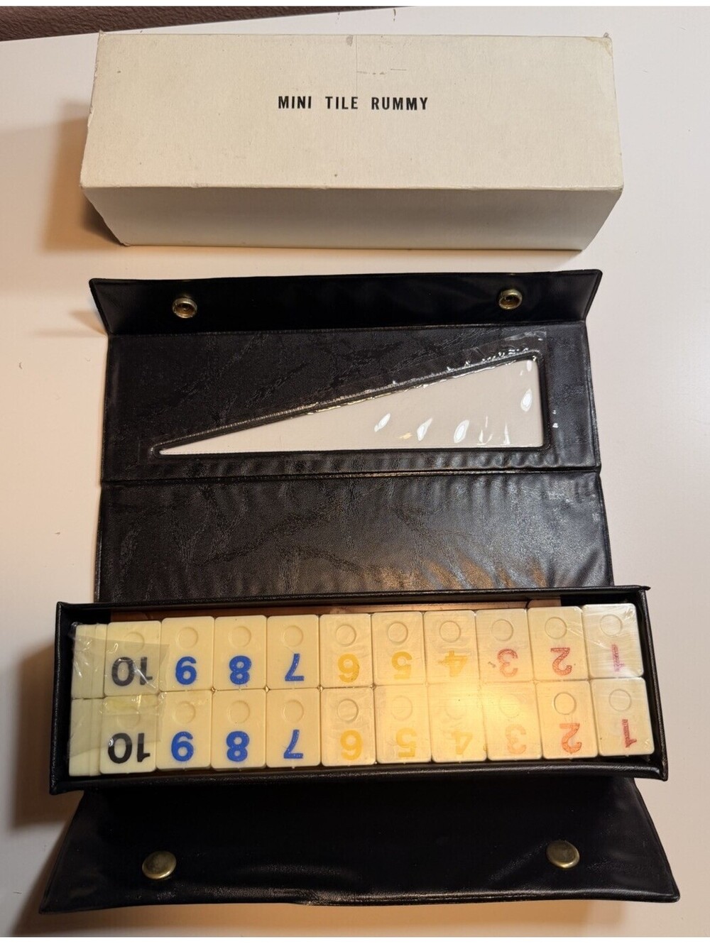 Vtg Rummy Game Mini Travel Edition Family Tile Game in Pouch